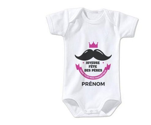 Body Bebe Personnalise Joyeuse Fetes Des Peres Style 1 Fille Prenom En Coton