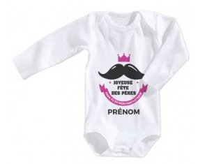 Body bébé Joyeuse Fêtes des pères style 1 fille + prénom 12/18 mois manches Courtes