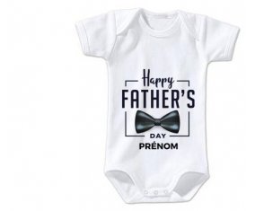 Body bébé Happy father's day style 1 + prénom 6/12 mois manches Longues
