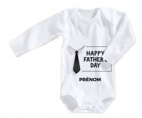 Body bébé Happy father's day style 3 + prénom 3/6 mois manches Longues