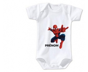 Body bébé Spiderman + prénom 6/12 mois manches Courtes