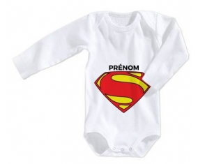 Body bébé Superman + prénom 6/12 mois manches Longues