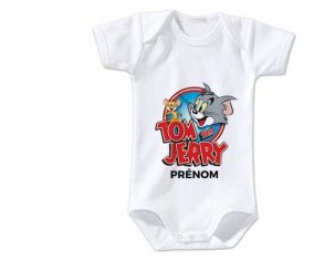 Body bébé Tom & Jerry + prénom 12/18 mois manches Courtes