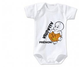 Body bébé Halloween casper + prénom 3/6 mois manches Longues