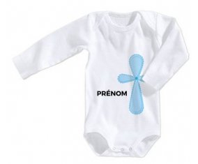 Body bébé It's a boy croix bleue + prénom 6/12 mois manches Courtes