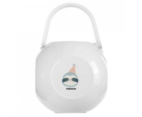 Boîte à sucette Paresseux anniversaire + prénom de couleur Blanche