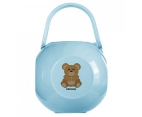 Boîte à sucette Ours + prénom de couleur Bleue