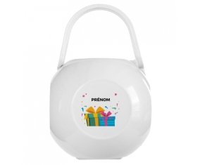 Boîte à sucette Cadeaux anniversaire style 2 + prénom de couleur Blanche