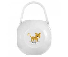 Boîte à sucette Tigre style 2 + prénom de couleur Blanche