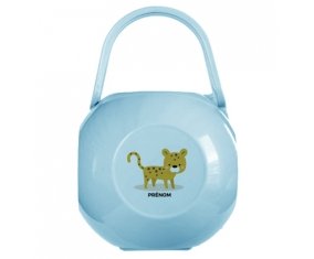 Boîte à sucette Tigre style 2 + prénom de couleur Bleue