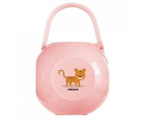 Boîte à sucette Tigre style 2 + prénom de couleur Rose