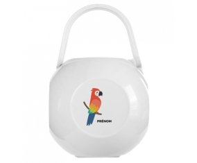 Boîte à sucette Perroquet + prénom de couleur Blanche