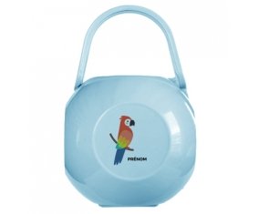 Boîte à sucette Perroquet + prénom de couleur Bleue