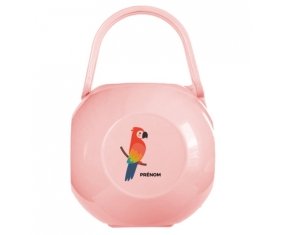 Boîte à sucette Perroquet + prénom de couleur Rose