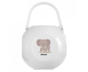 Boîte à sucette Éléphant style 5 + prénom de couleur Blanche