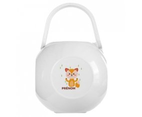 Boîte à sucette Renard style 1 + prénom de couleur Blanche