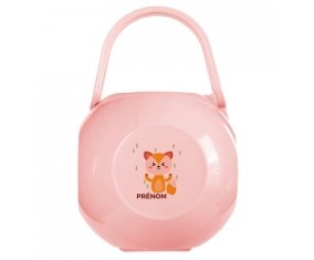 Boîte à sucette Renard style 1 + prénom de couleur Rose