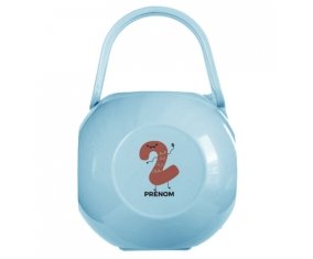 Boîte à sucette Deux ans anniversaire style 2 + prénom de couleur Bleue