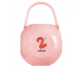 Boîte à sucette Deux ans anniversaire style 2 + prénom de couleur Rose