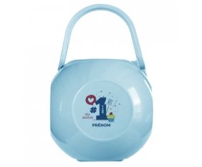 Boîte à sucette un an anniversaire style 7 + prénom de couleur Bleue