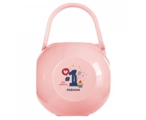 Boîte à sucette un an anniversaire style 7 + prénom de couleur Rose