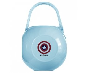 Boîte à sucette Captain america + prénom de couleur Bleue