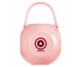 Boîte à sucette Captain america + prénom de couleur Rose