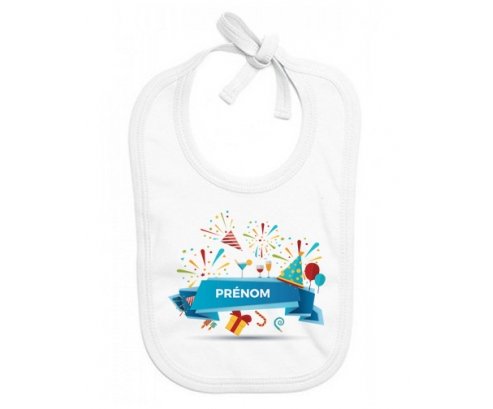 Bavoir bébé design Joyeux anniversaire style 1 + prénom