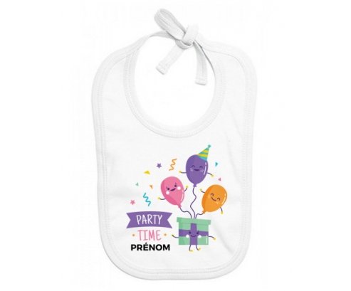 Bavoir bébé design Party time anniversaire + prénom
