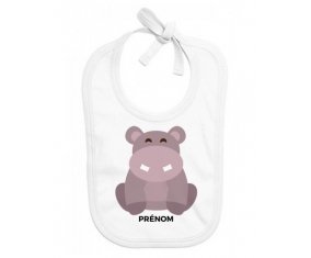 Bavoir bébé design Hippopotame + prénom