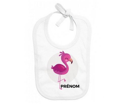 Bavoir bébé design Flamant rose + prénom