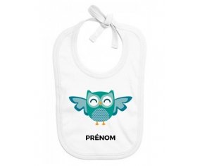 Bavoir bébé design hibou rigolo + prénom