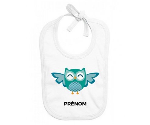 Bavoir bébé design hibou rigolo + prénom