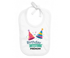 Bavoir bébé design Birthday party style 1 + prénom