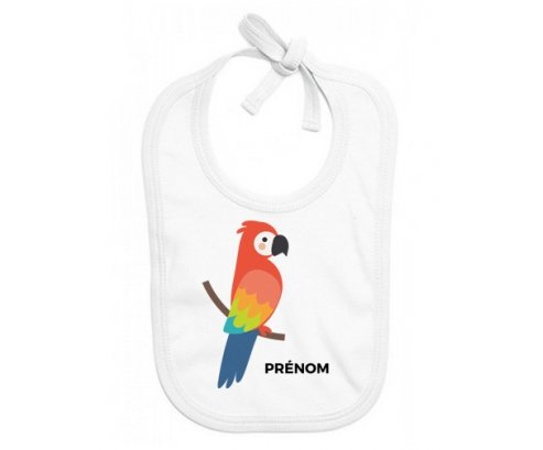 Bavoir bébé design Perroquet + prénom