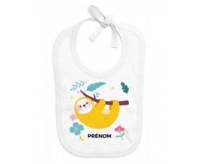 Bavoir bébé design Paresseux arbre style 2 + prénom