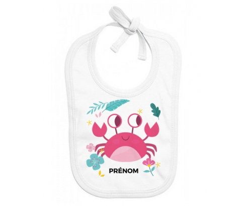 Bavoir bébé design Crabe + prénom