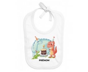 Bavoir bébé design Dinosaures anniversaire + prénom