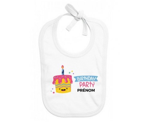 Bavoir bébé design Birthday party style 2 + prénom