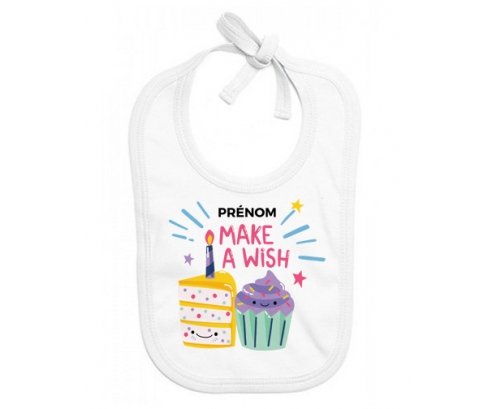 Bavoir bébé design Make a wish + prénom