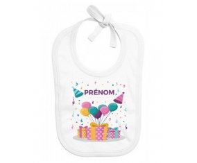 Bavoir bébé design Happy birthday style 5 + prénom