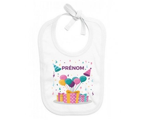 Bavoir bébé design Happy birthday style 5 + prénom