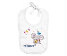 Bavoir bébé design Éléphant party + prénom