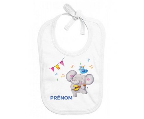 Bavoir bébé design Éléphant party + prénom