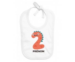 Bavoir bébé design Deux ans anniversaire style 1 + prénom