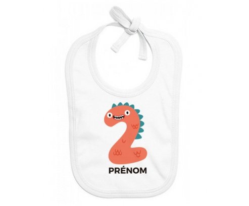 Bavoir bébé design Deux ans anniversaire style 1 + prénom