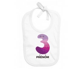 Bavoir bébé design Trois ans anniversaire style 2 + prénom