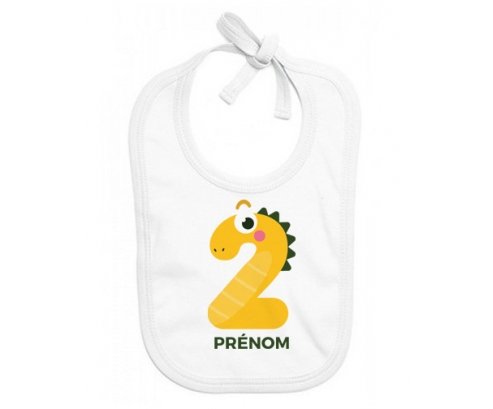 Bavoir bébé design Deux ans anniversaire style 3 + prénom