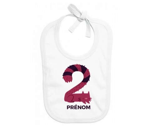 Bavoir bébé design Deux ans anniversaire style 4 + prénom