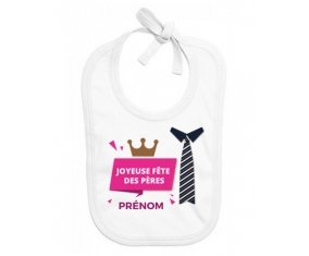 Bavoir bébé design Joyeuse Fêtes des pères style 2 fille + prénom
